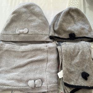 2 Like New Jacadi Girls Beanie and Scarf sets
